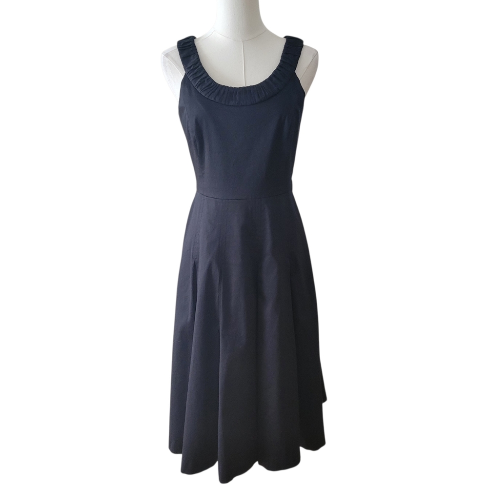 Calvin‎ Klein Black Cotton Twill Midi Dress Size Small